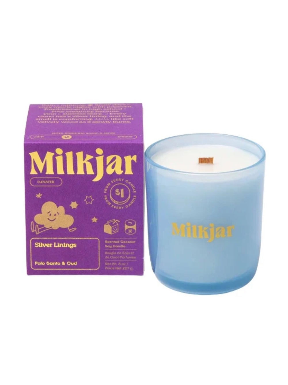 Milkjar Silver Linings Candle- Palo Santo Oud Wood Smoke Limited Run Scented